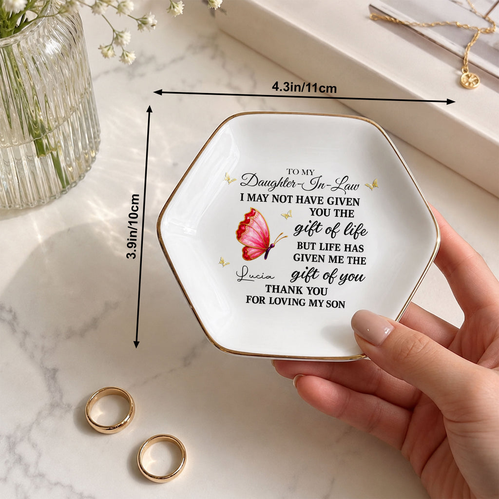 Personalized Hexagonal Jewelry Dish Custom Name Gift for Daughter-in-Law Jewelry Dish GradoCreations