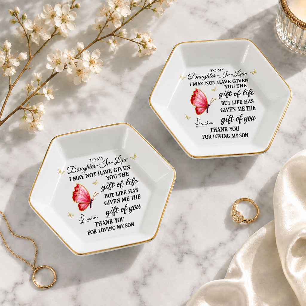 Personalized Hexagonal Jewelry Dish Custom Name Gift for Daughter-in-Law Jewelry Dish GradoCreations
