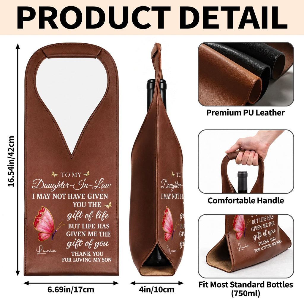 Personalized Leather Wine Bag Custom Name Gift for Daughter-in-Law Leather Wine Bag GradoCreations