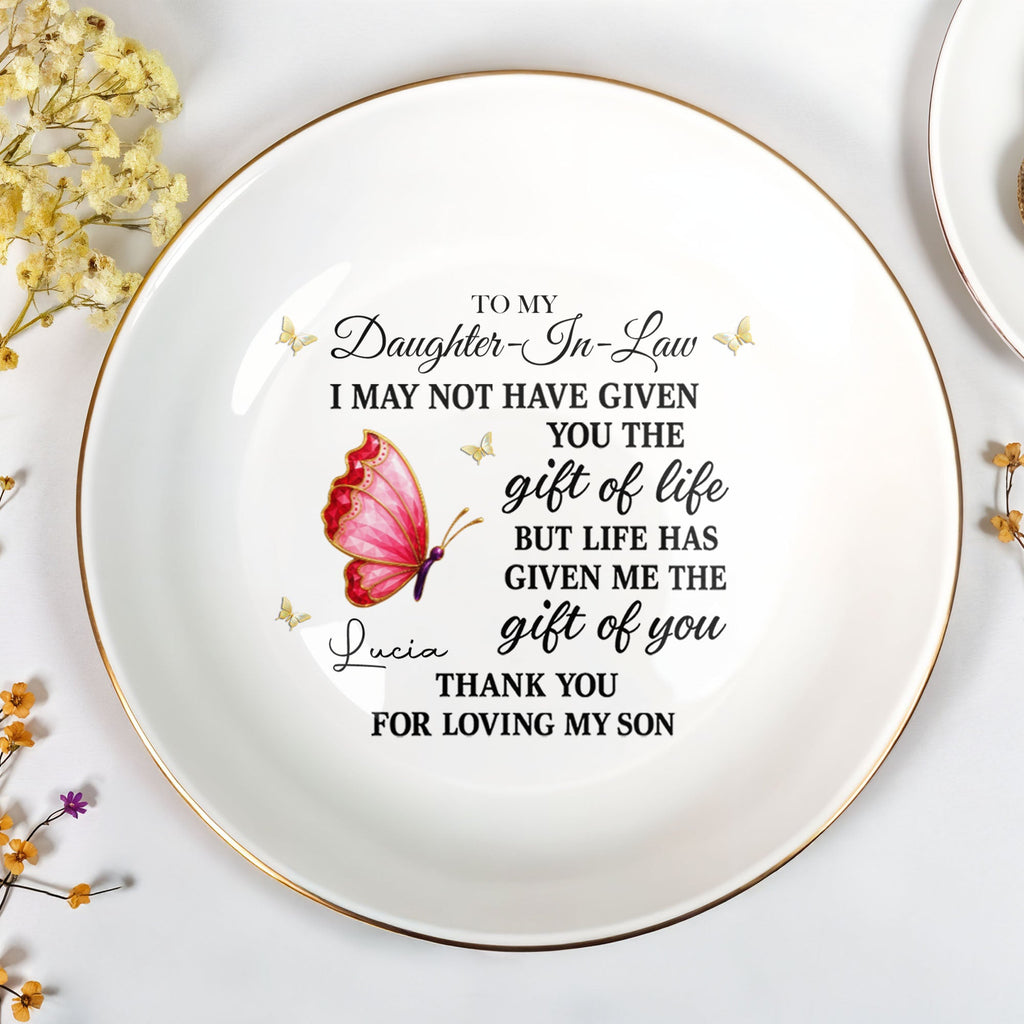 Personalized Ceramic Jewelry Dish Gift for Daughter-in-Law Jewelry Dish GradoCreations
