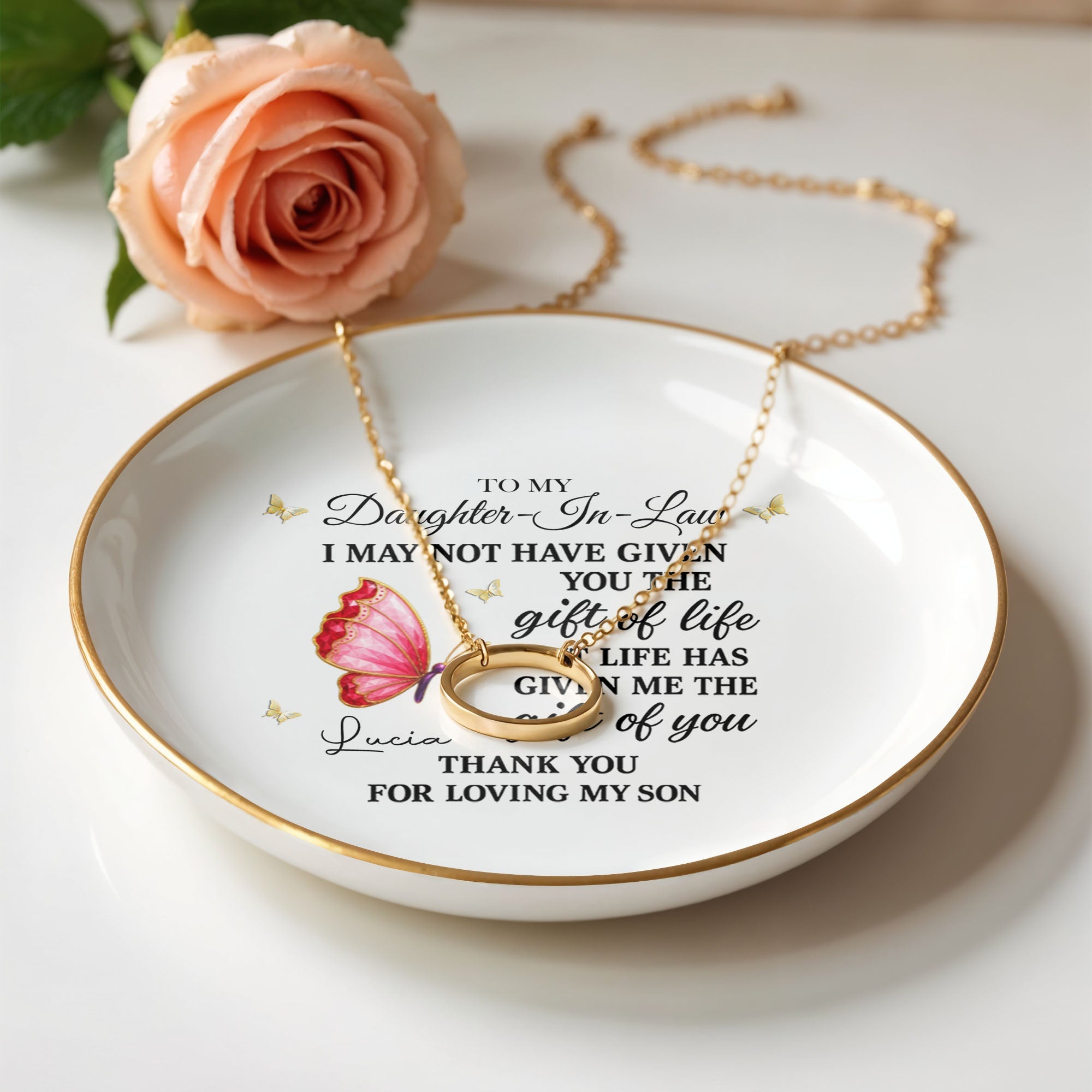 Personalized Ceramic Jewelry Dish Gift for Daughter-in-Law Jewelry Dish GradoCreations