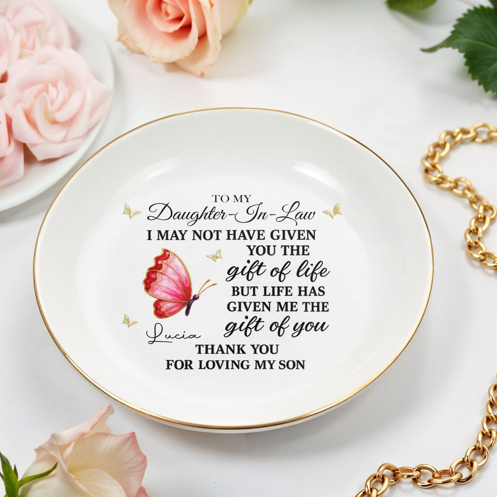 Personalized Ceramic Jewelry Dish Gift for Daughter-in-Law Jewelry Dish GradoCreations