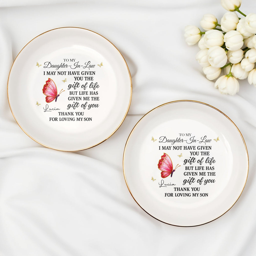 Personalized Ceramic Jewelry Dish Gift for Daughter-in-Law Jewelry Dish GradoCreations