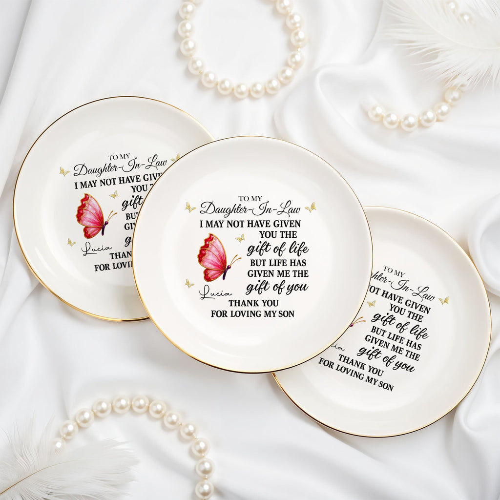 Personalized Ceramic Jewelry Dish Gift for Daughter-in-Law Jewelry Dish GradoCreations