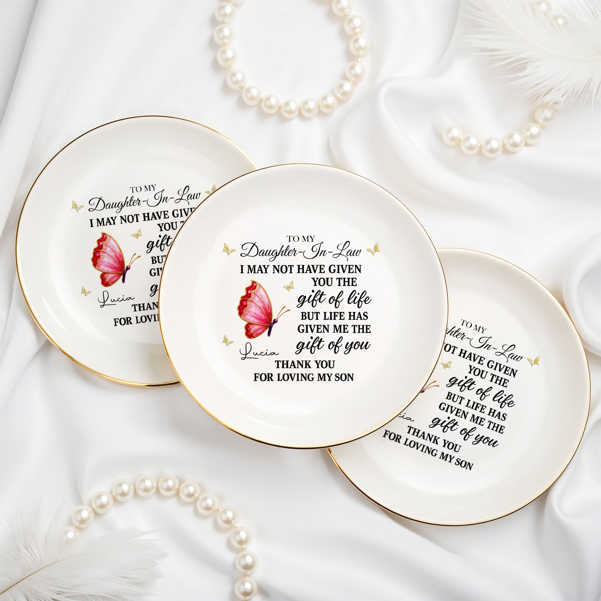 Personalized Ceramic Jewelry Dish Gift for Daughter-in-Law Jewelry Dish GradoCreations