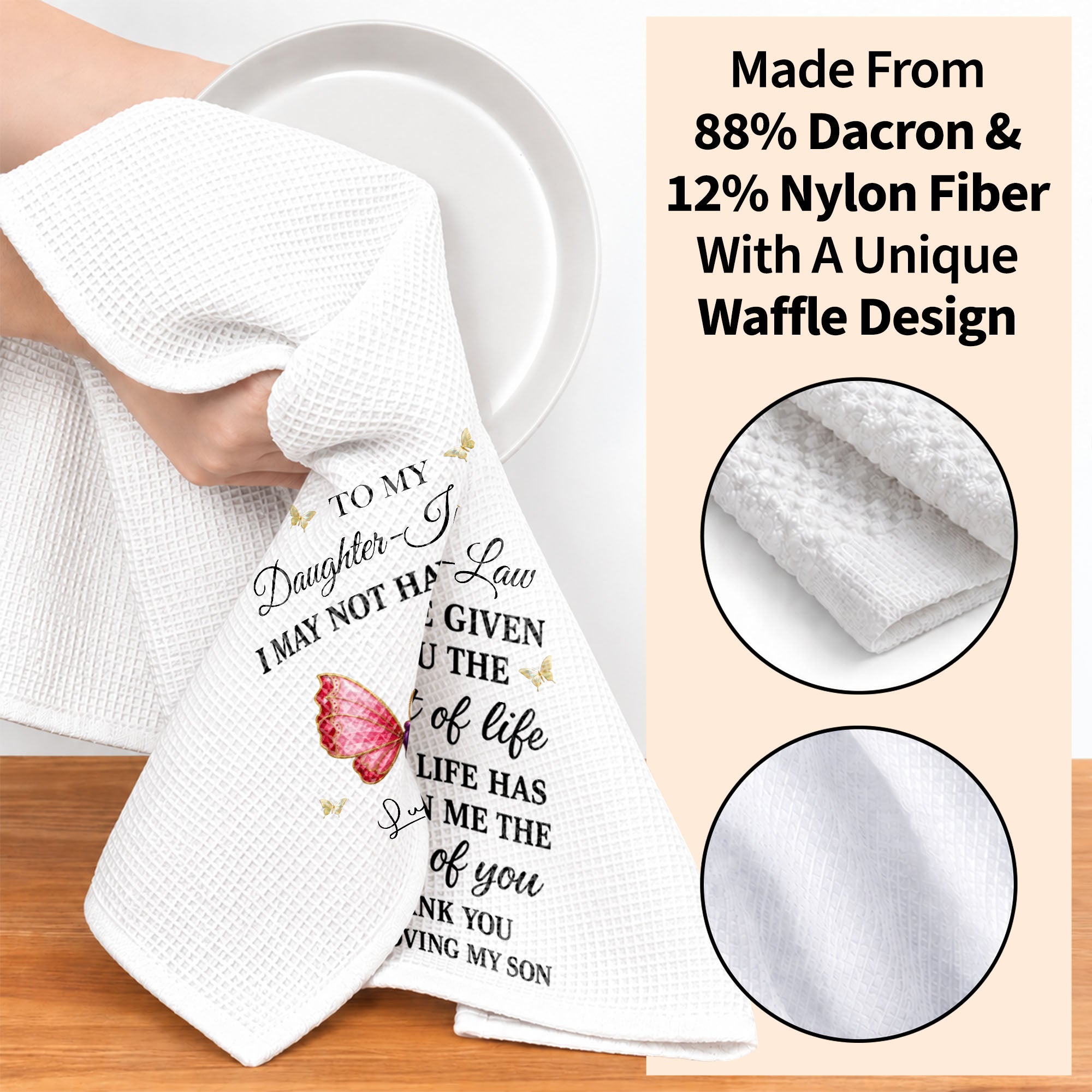 Personalized Kitchen Towel Custom Gift for Daughter-in-Law Butterfly Kitchen Towel GradoCreations