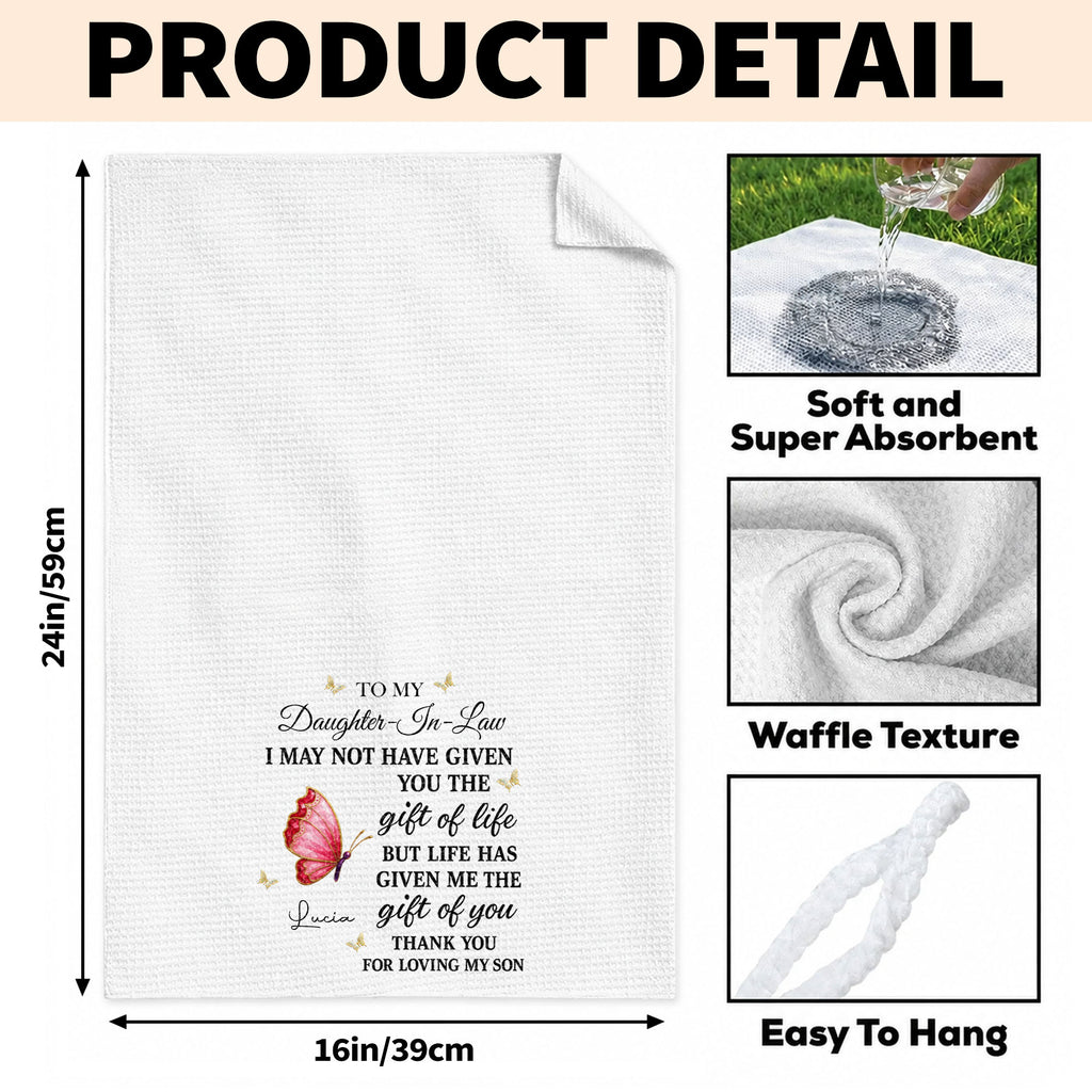 Personalized Kitchen Towel Custom Gift for Daughter-in-Law Butterfly Kitchen Towel GradoCreations