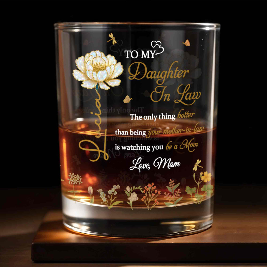 Personalized Floral Whiskey Glass Custom Gift for Daughter-In-Law Whiskey Glass GradoCreations