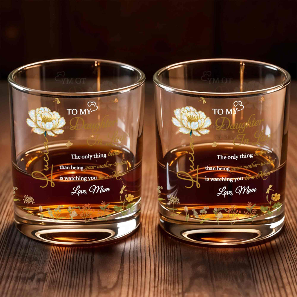 Personalized Floral Whiskey Glass Custom Gift for Daughter-In-Law Whiskey Glass GradoCreations