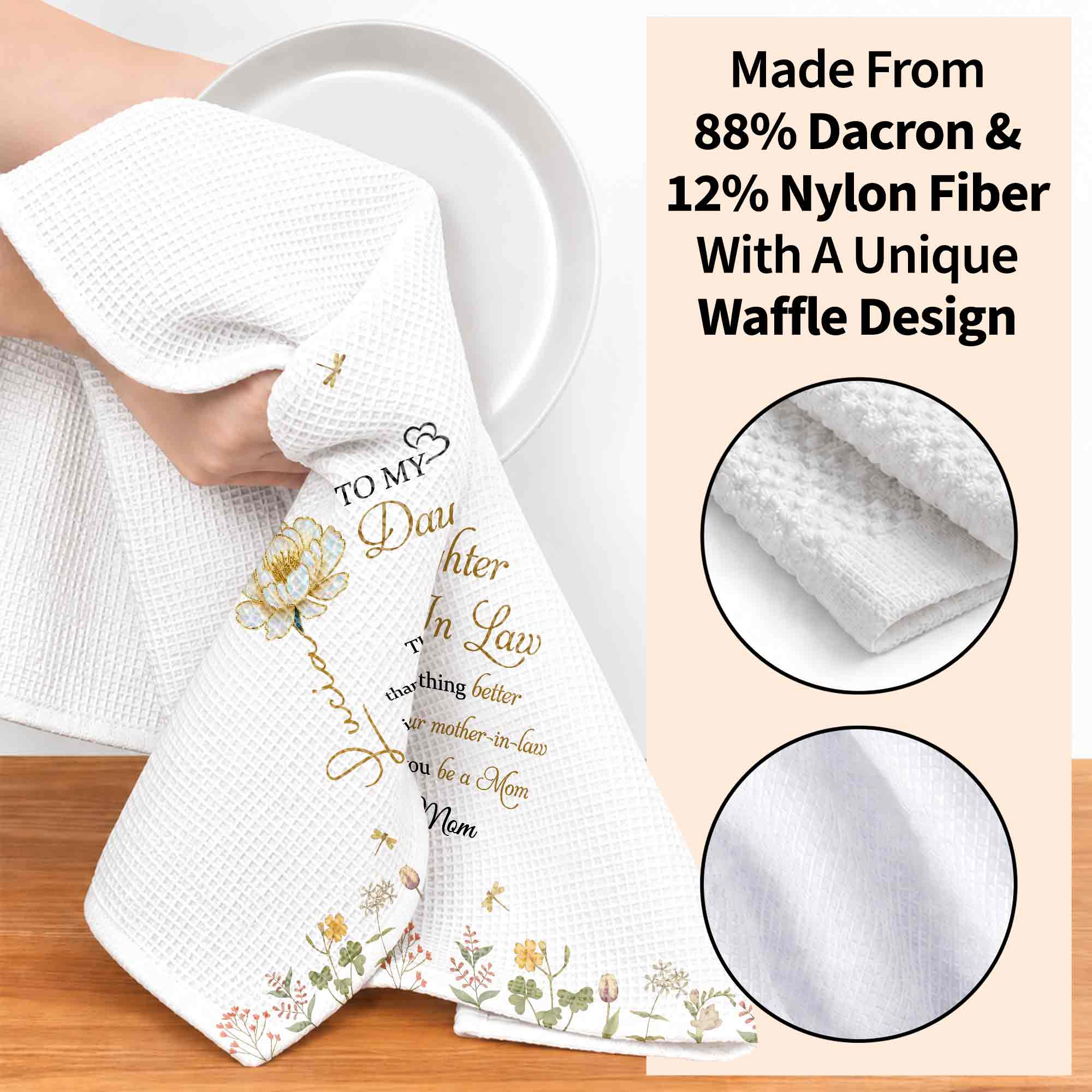 Personalized Birth Month Flowers Kitchen Towel Gift for Daughter-in-Law Kitchen Towel GradoCreations