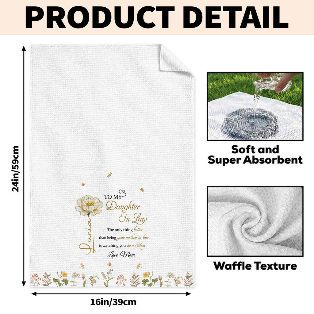 Personalized Birth Month Flowers Kitchen Towel Gift for Daughter-in-Law Kitchen Towel GradoCreations