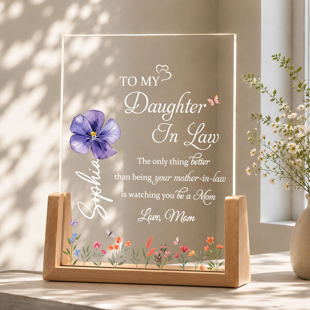 Personalized Acrylic Night Light Custom Name Gift for Daughter-in-Law Wood and Acrylic Night Light GradoCreations