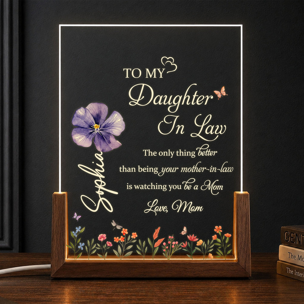 Personalized Acrylic Night Light Custom Name Gift for Daughter-in-Law Wood and Acrylic Night Light GradoCreations