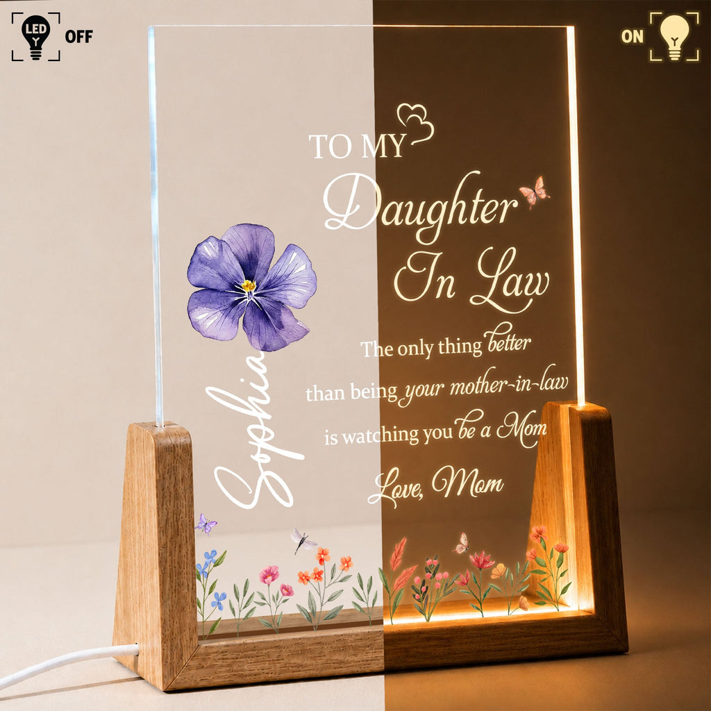 Personalized Acrylic Night Light Custom Name Gift for Daughter-in-Law Wood and Acrylic Night Light GradoCreations