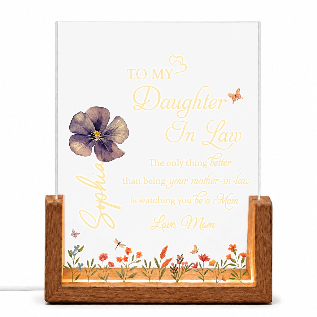Personalized Acrylic Night Light Custom Name Gift for Daughter-in-Law Wood and Acrylic Night Light GradoCreations
