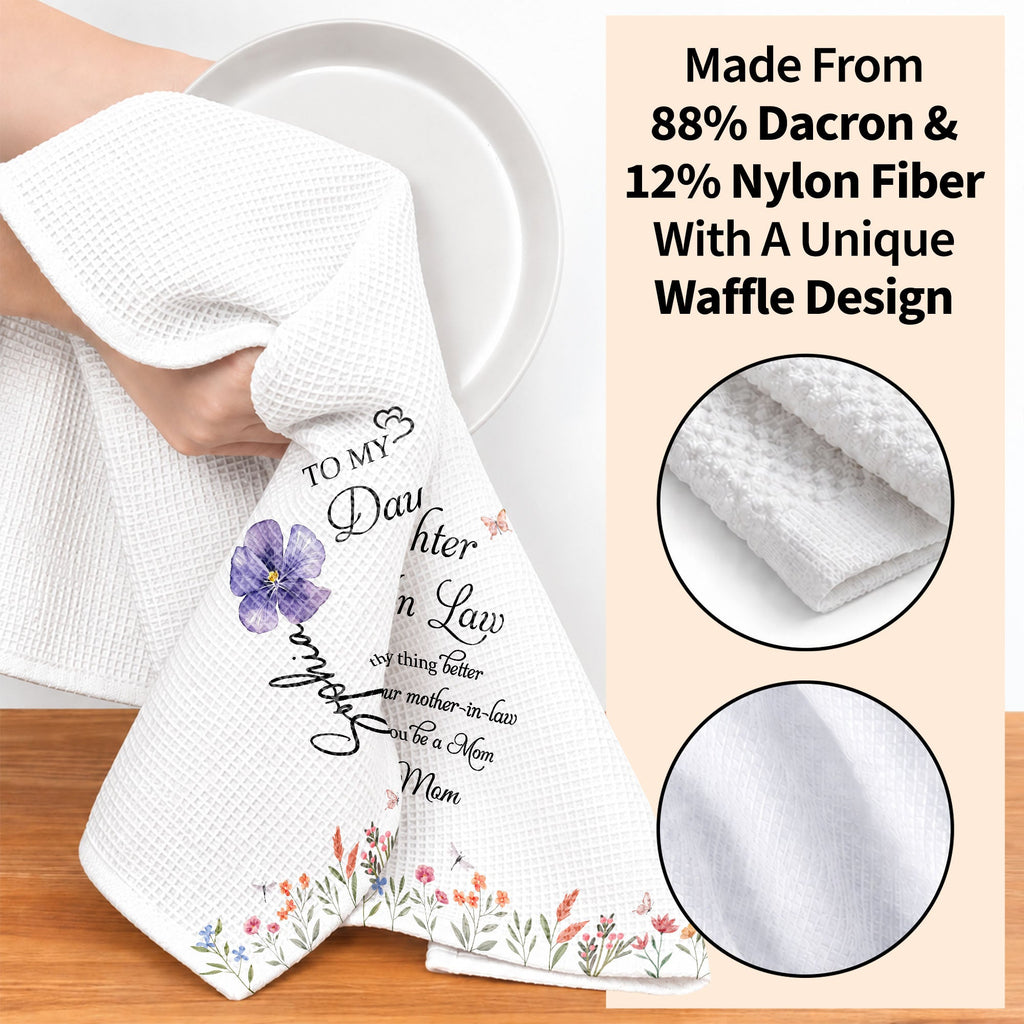 Personalized Kitchen Towel Custom Flowers Gift for Daughter-in-Law Kitchen Towel GradoCreations
