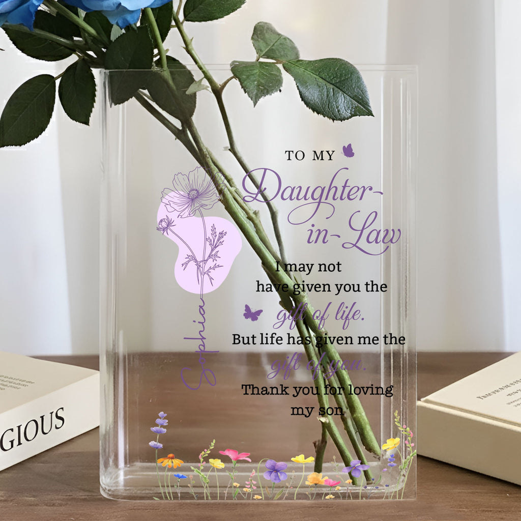 Personalized Acrylic Book Vase Custom Gift for Daughter-in-Law Acrylic Book Vase GradoCreations