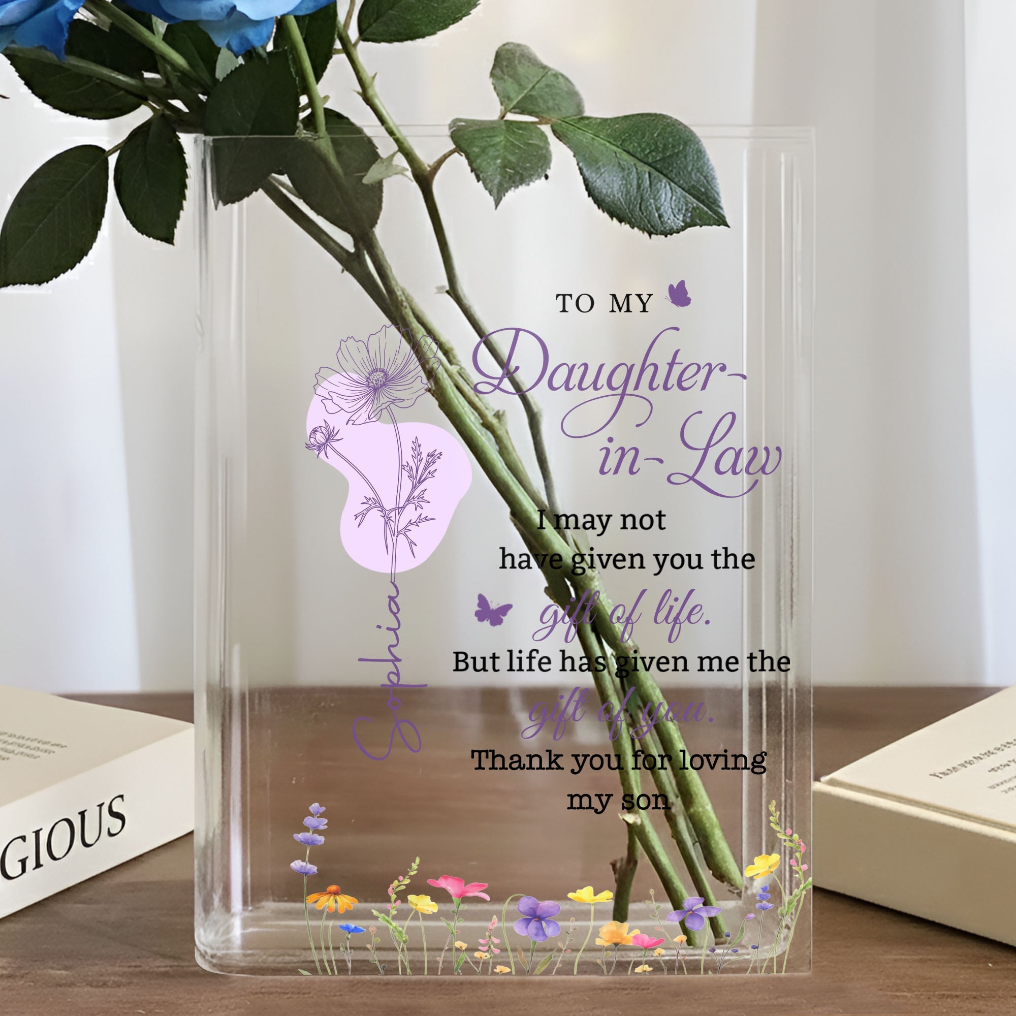 Personalized Acrylic Book Vase Custom Gift for Daughter-in-Law Acrylic Book Vase GradoCreations