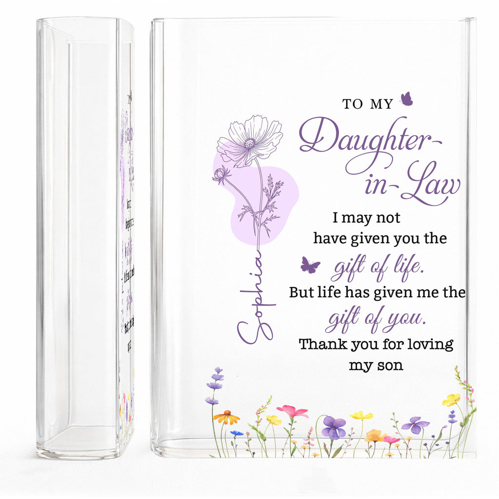 Personalized Acrylic Book Vase Custom Gift for Daughter-in-Law Acrylic Book Vase GradoCreations