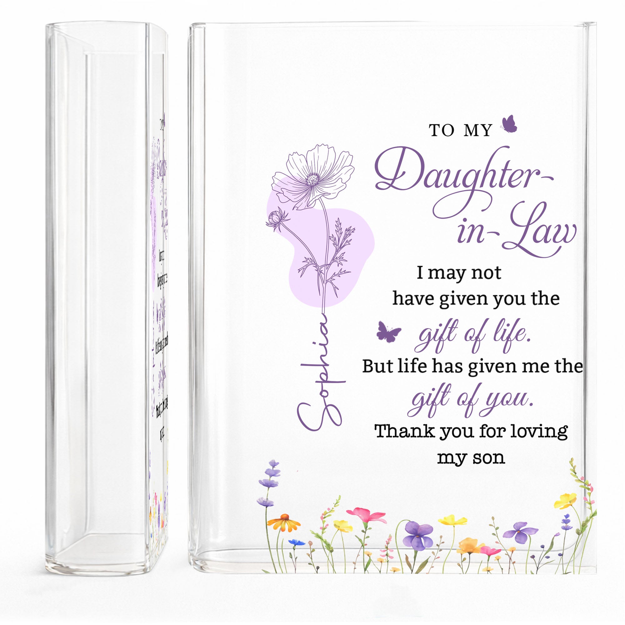 Personalized Acrylic Book Vase Custom Gift for Daughter-in-Law Acrylic Book Vase GradoCreations