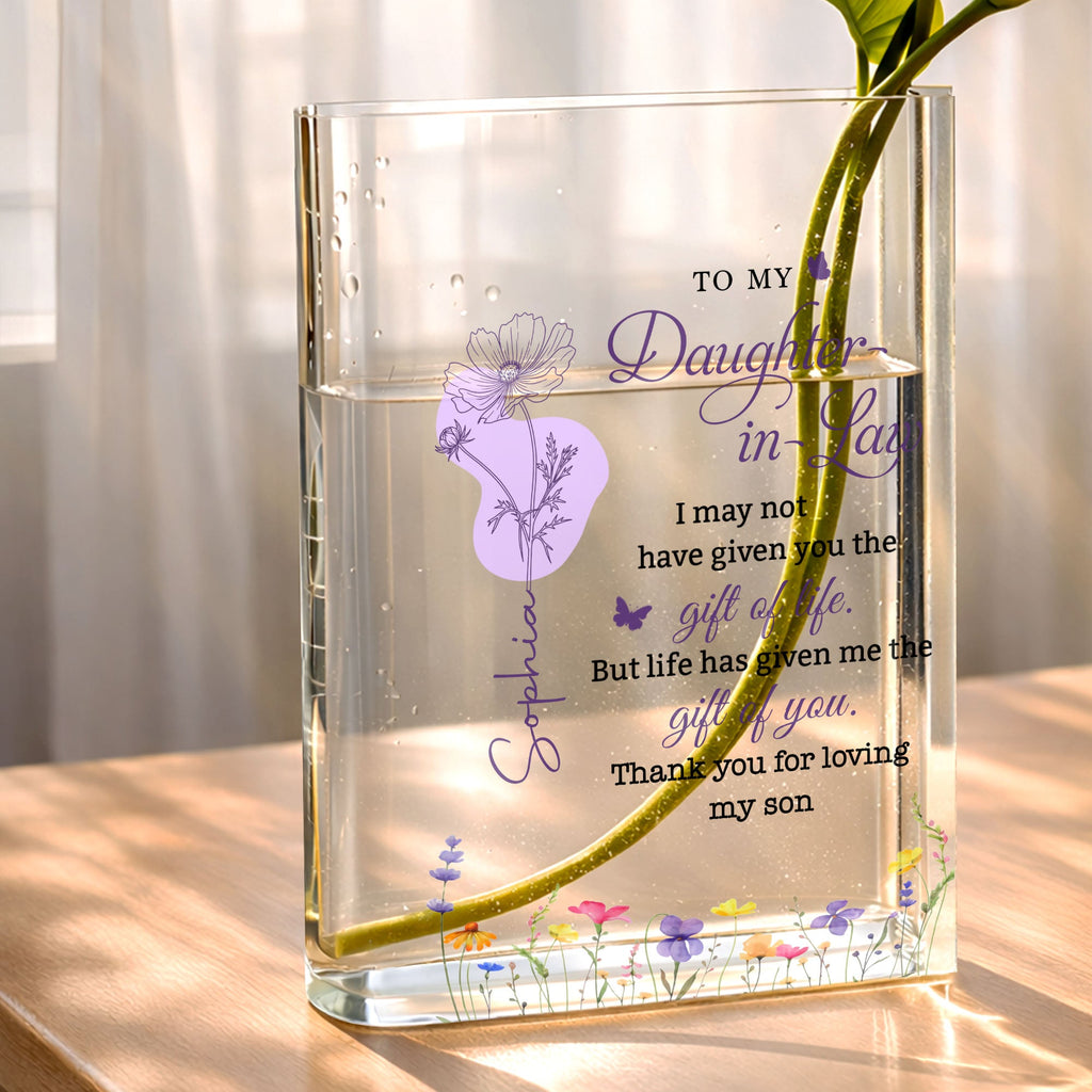 Personalized Acrylic Book Vase Custom Gift for Daughter-in-Law Acrylic Book Vase GradoCreations
