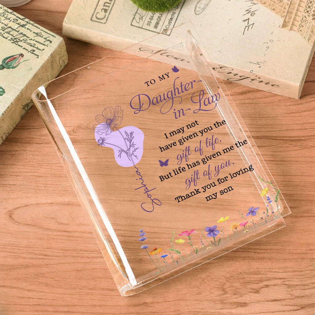 Personalized Acrylic Book Vase Custom Gift for Daughter-in-Law Acrylic Book Vase GradoCreations