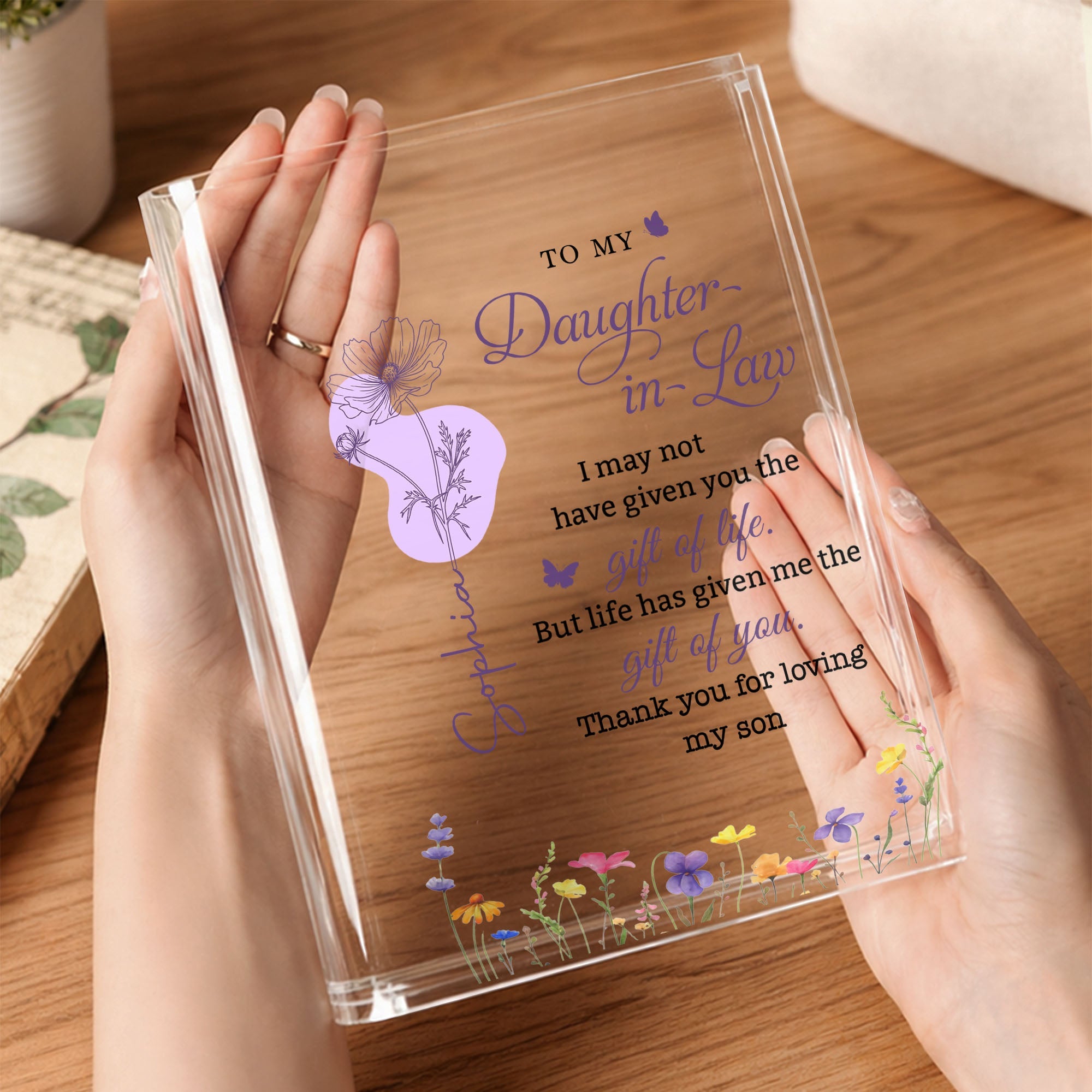Personalized Acrylic Book Vase Custom Gift for Daughter-in-Law Acrylic Book Vase GradoCreations
