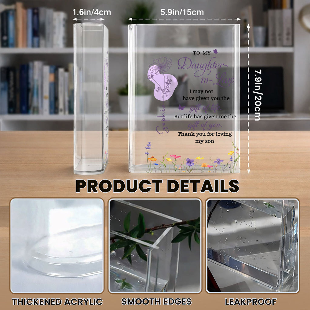 Personalized Acrylic Book Vase Custom Gift for Daughter-in-Law Acrylic Book Vase GradoCreations