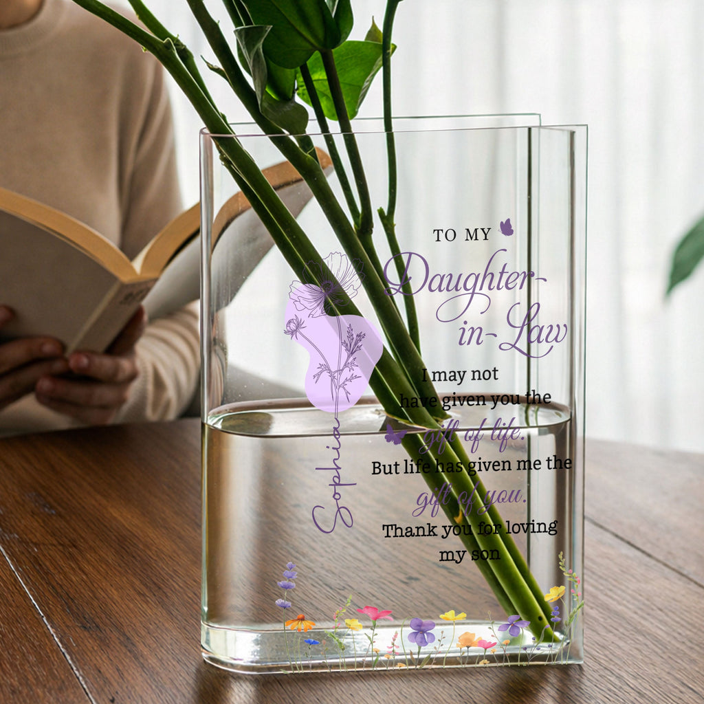 Personalized Acrylic Book Vase Custom Gift for Daughter-in-Law Acrylic Book Vase GradoCreations
