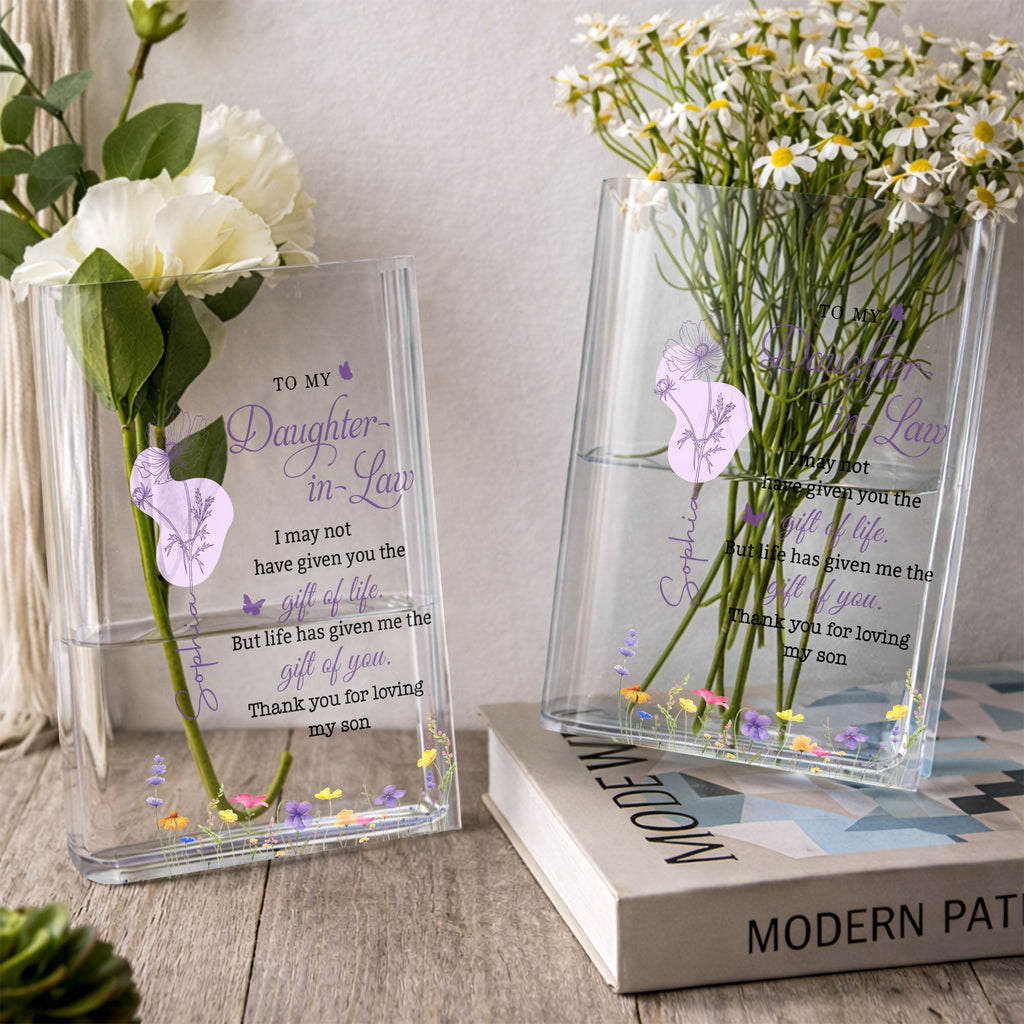 Personalized Acrylic Book Vase Custom Gift for Daughter-in-Law Acrylic Book Vase GradoCreations