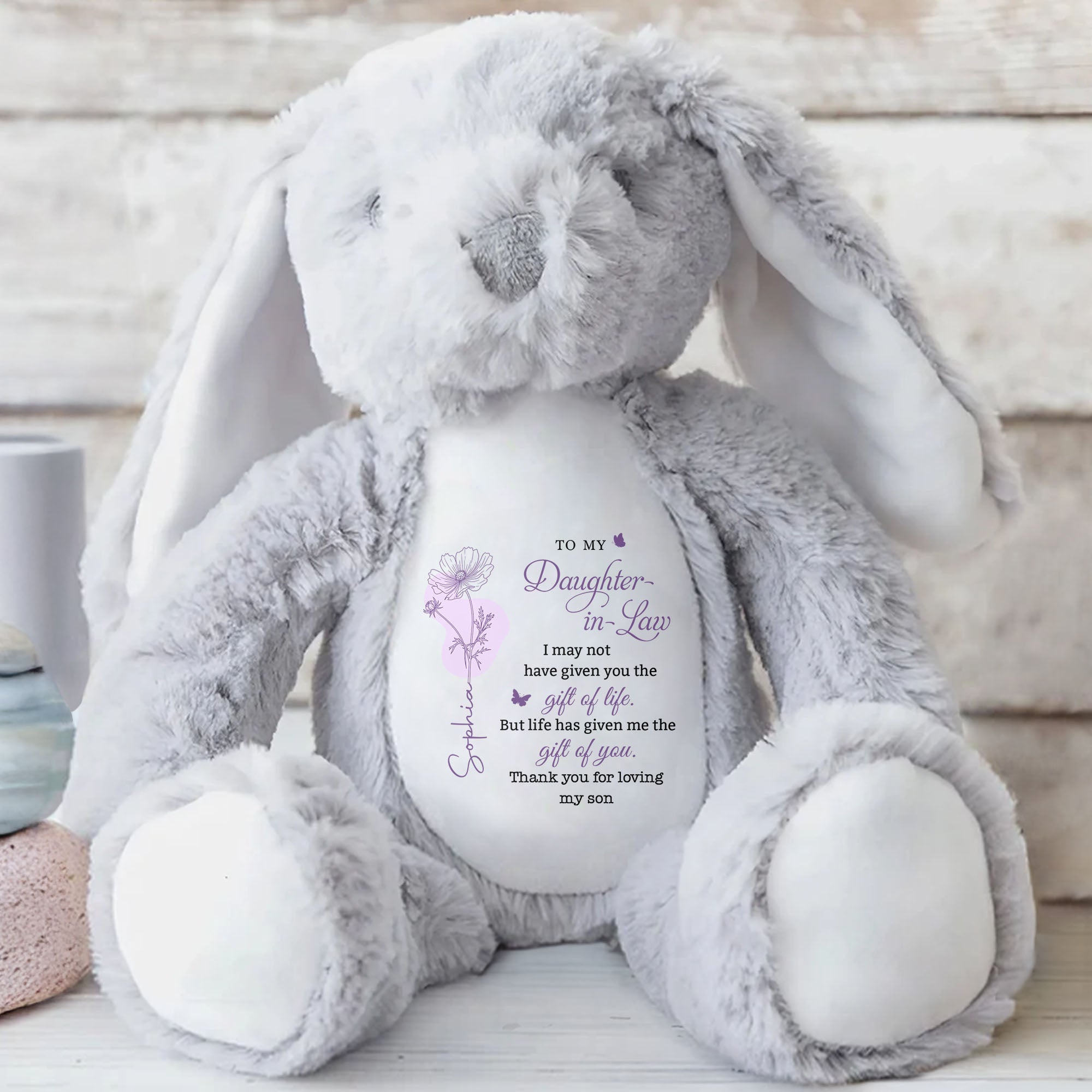 Personalized Plush Bunny Stuffed Animal Gift for Daughter-in-Law Stuffed Bunny GradoCreations