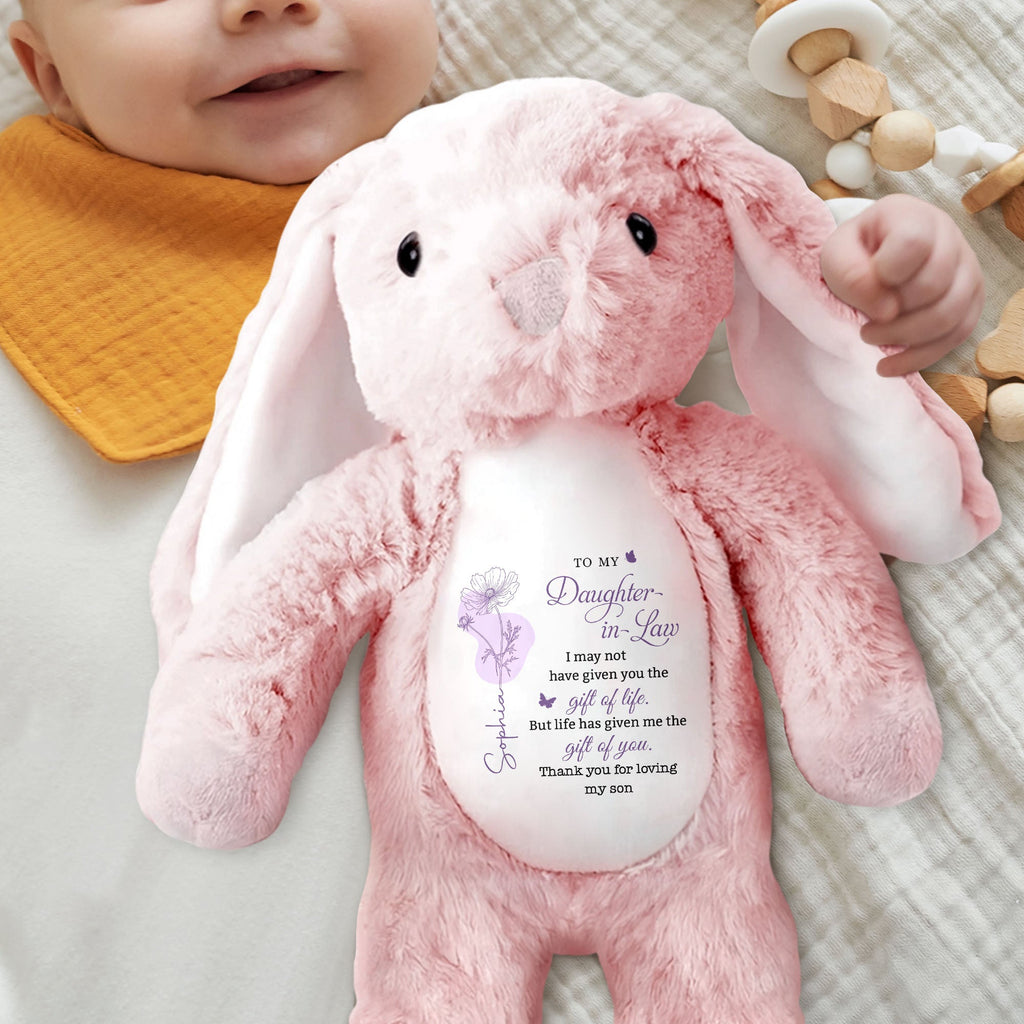 Personalized Plush Bunny Stuffed Animal Gift for Daughter-in-Law Stuffed Bunny GradoCreations