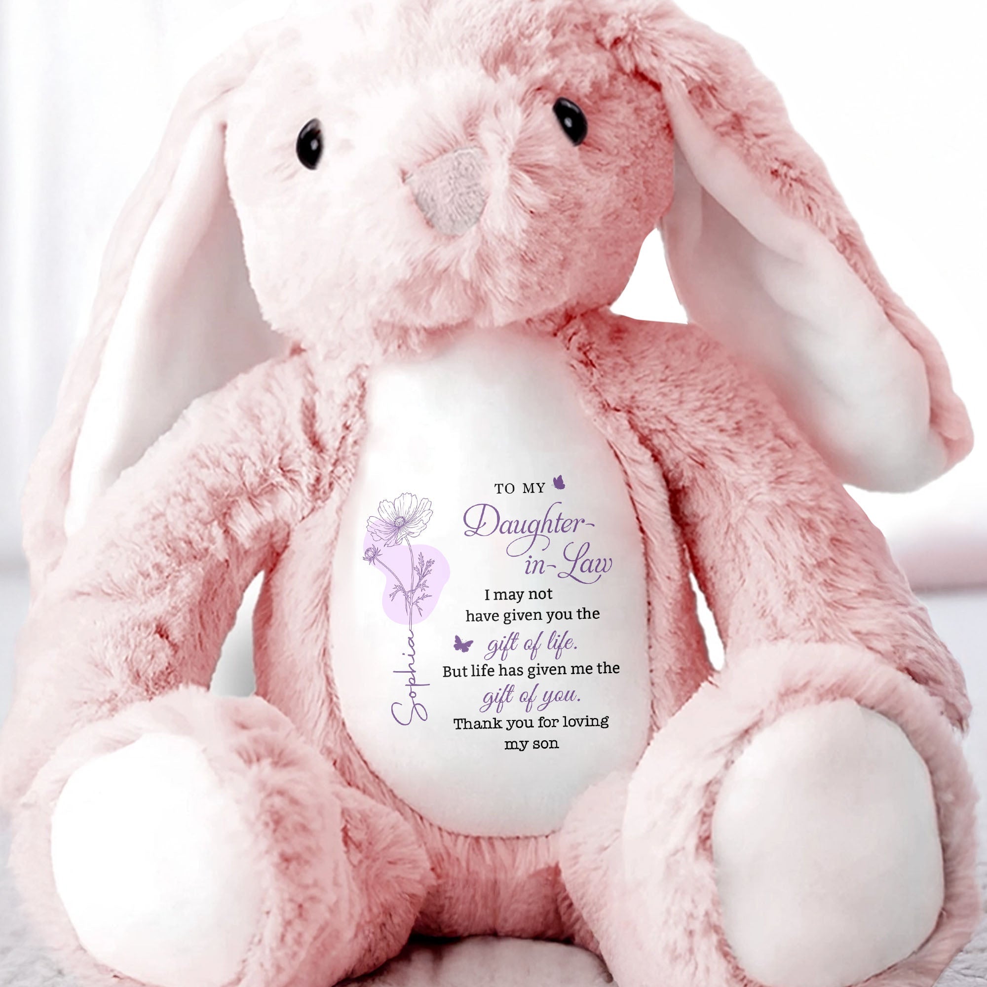 Personalized Plush Bunny Stuffed Animal Gift for Daughter-in-Law Stuffed Bunny GradoCreations