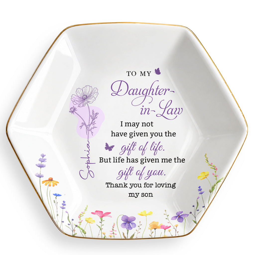 Personalized Hexagonal Jewelry Dish Custom Name Gift for Daughter-in-Law Jewelry Dish GradoCreations