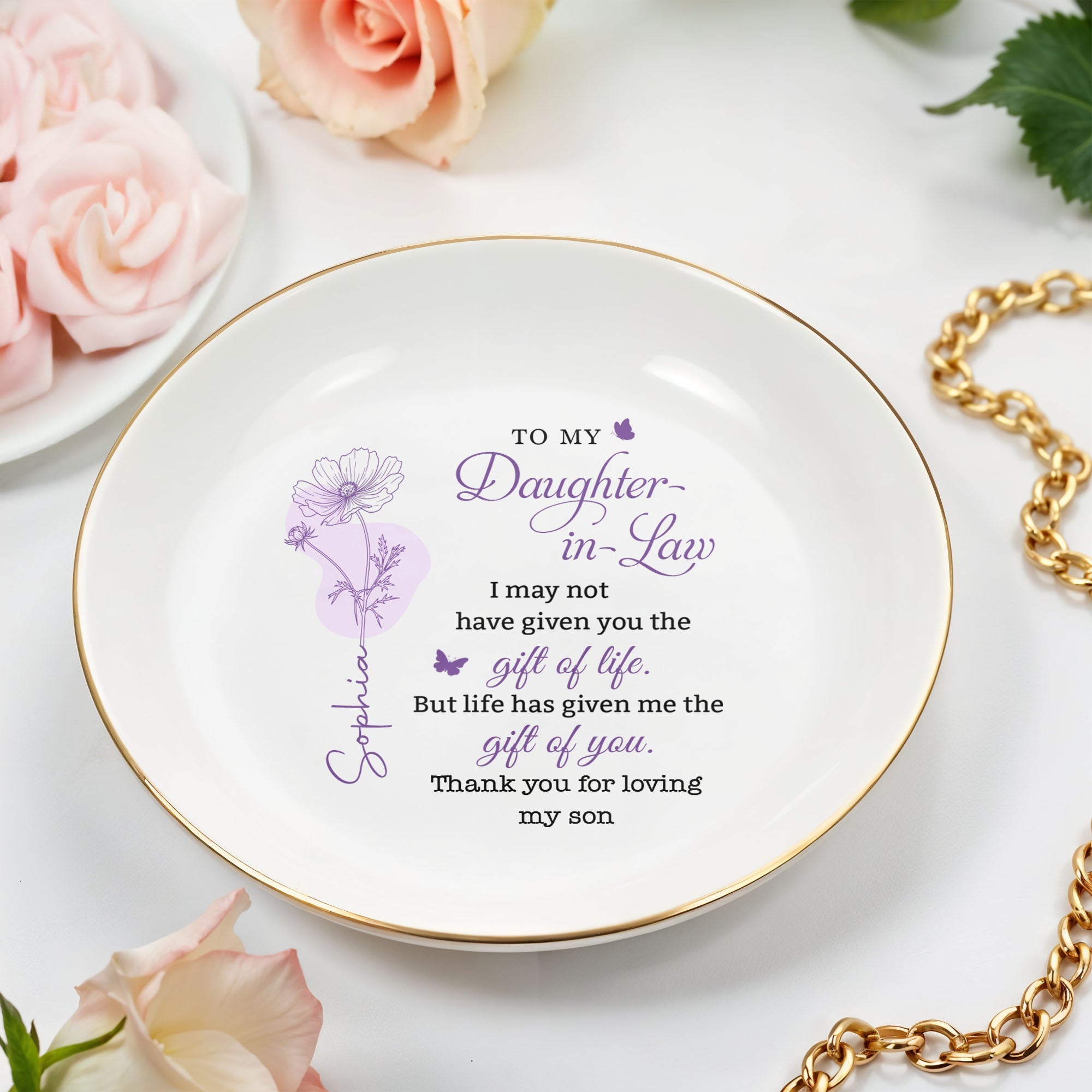 Personalized Ceramic Jewelry Dish for Daughter-in-Law Gift Jewelry Dish GradoCreations
