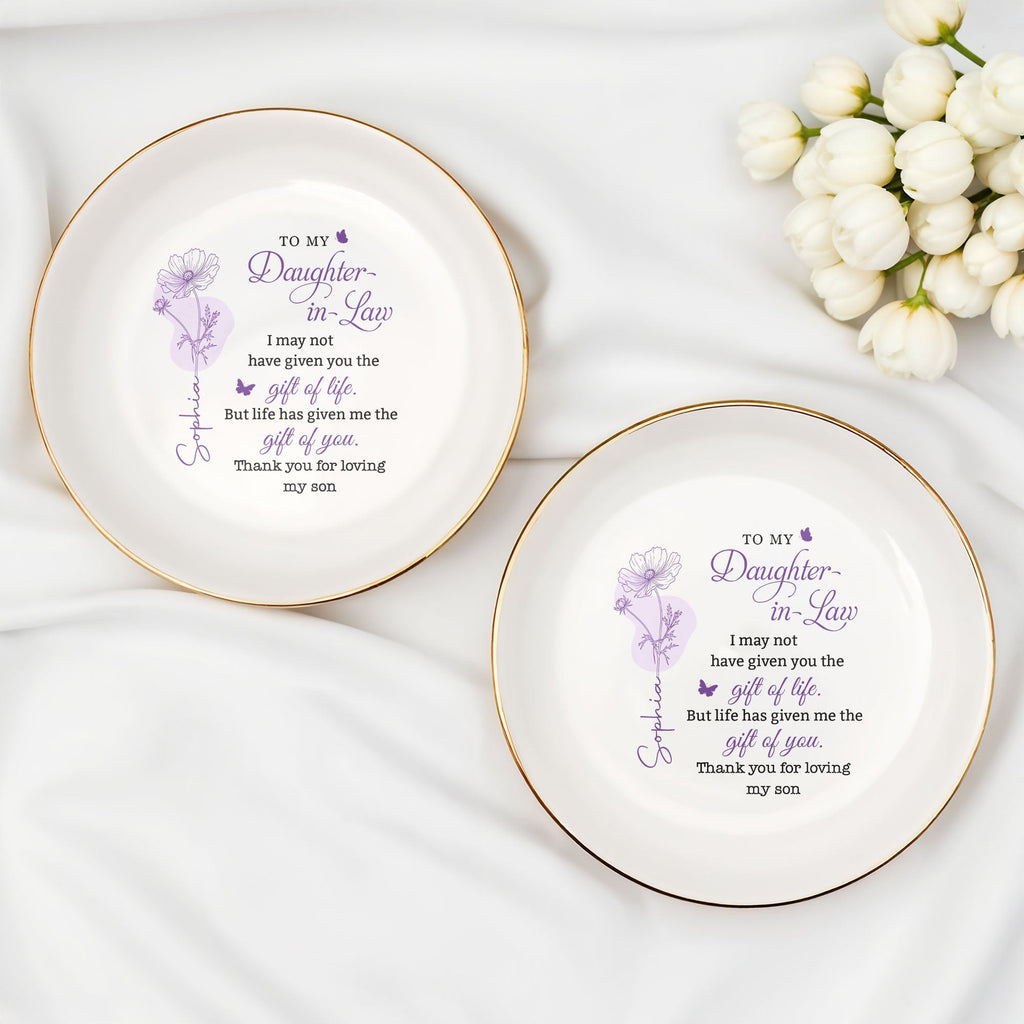 Personalized Ceramic Jewelry Dish for Daughter-in-Law Gift Jewelry Dish GradoCreations