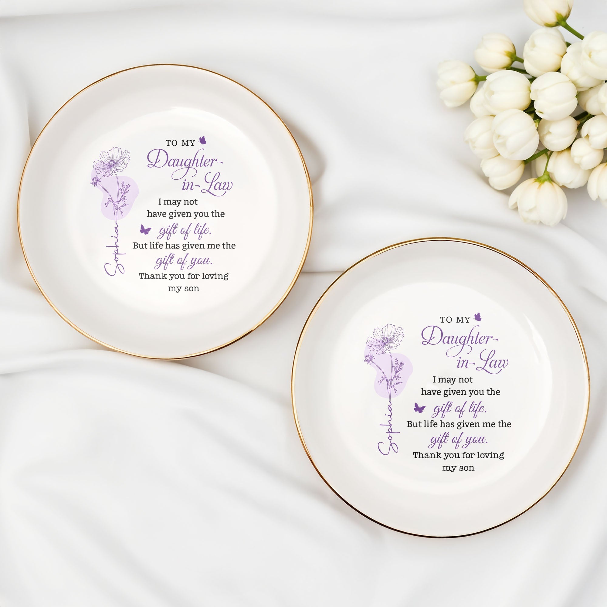 Personalized Ceramic Jewelry Dish for Daughter-in-Law Gift Jewelry Dish GradoCreations