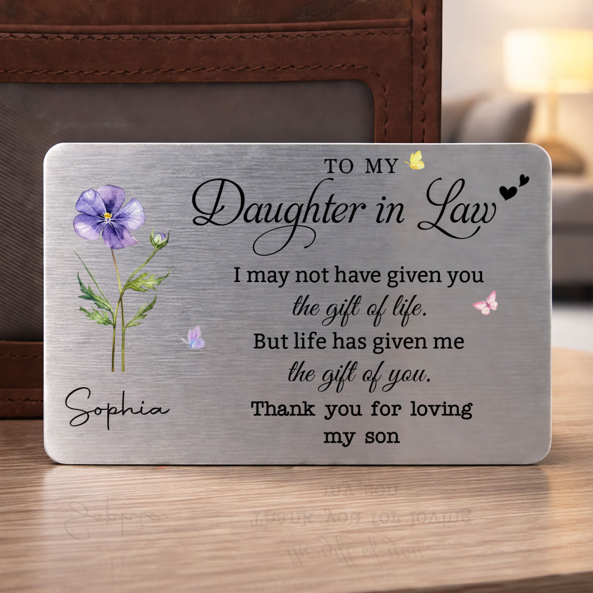 Personalized Aluminum Wallet Card Gift for Daughter-In-Law Wallet Card GradoCreations