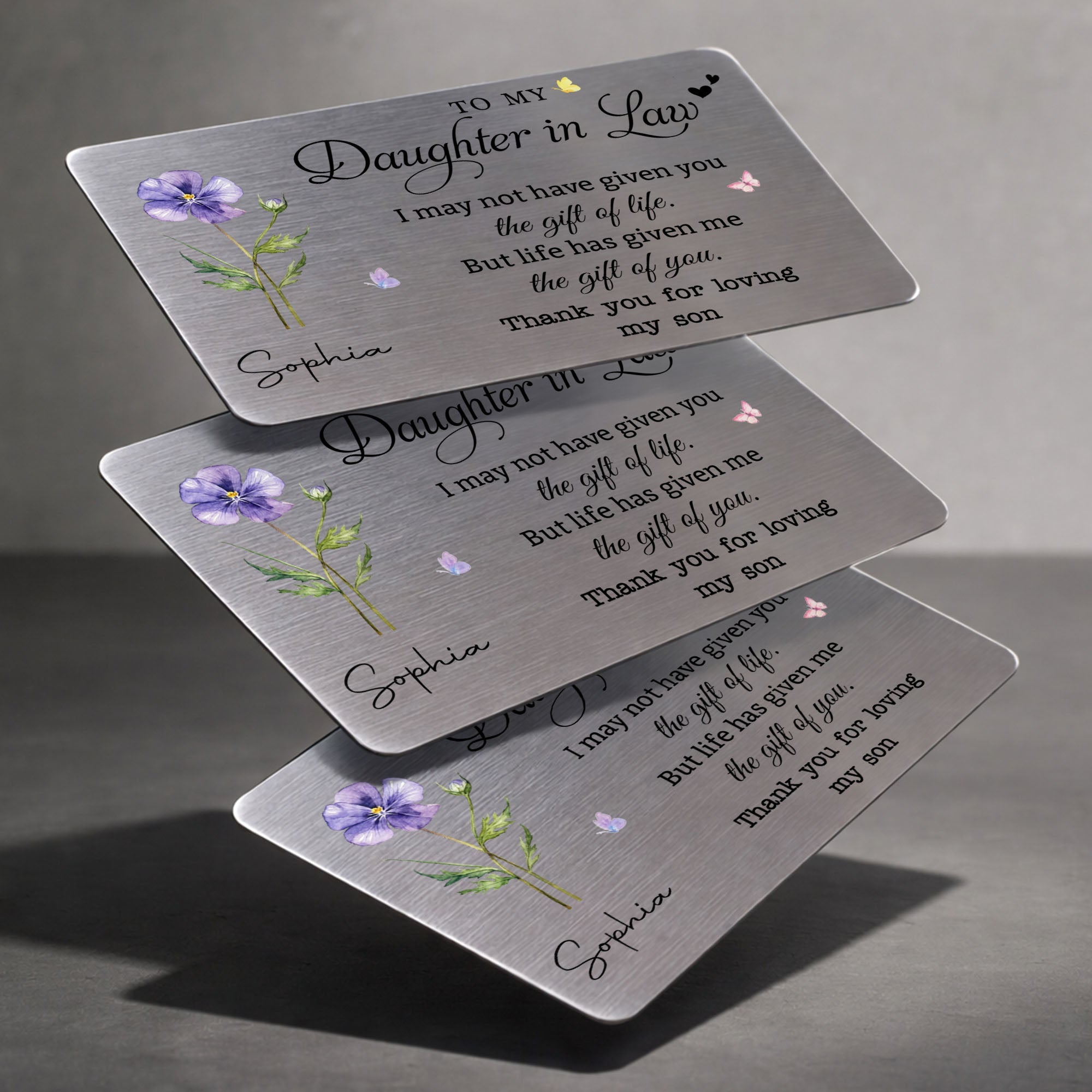 Personalized Aluminum Wallet Card Gift for Daughter-In-Law Wallet Card GradoCreations
