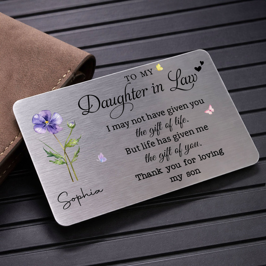 Personalized Aluminum Wallet Card Gift for Daughter-In-Law Wallet Card GradoCreations
