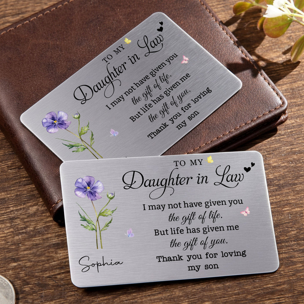 Personalized Aluminum Wallet Card Gift for Daughter-In-Law Wallet Card GradoCreations