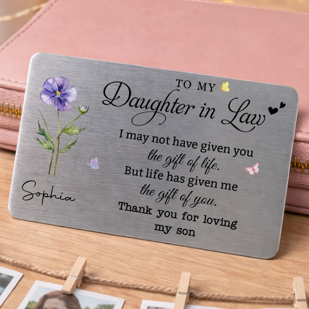 Personalized Aluminum Wallet Card Gift for Daughter-In-Law Wallet Card GradoCreations
