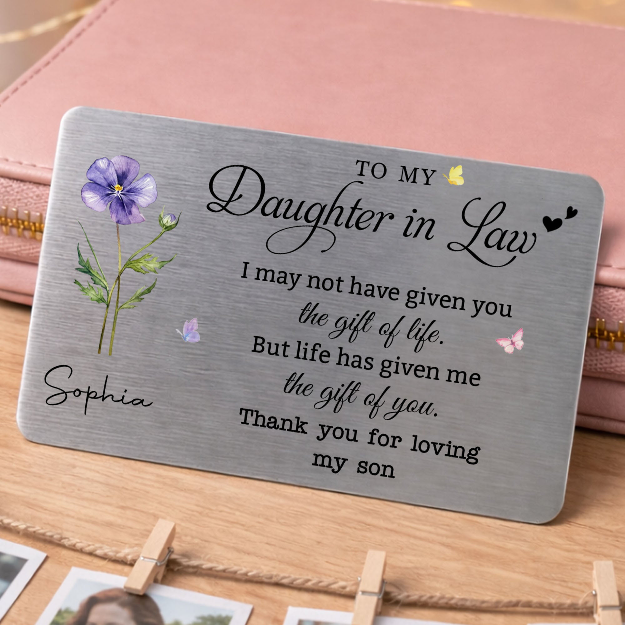 Personalized Aluminum Wallet Card Gift for Daughter-In-Law Wallet Card GradoCreations