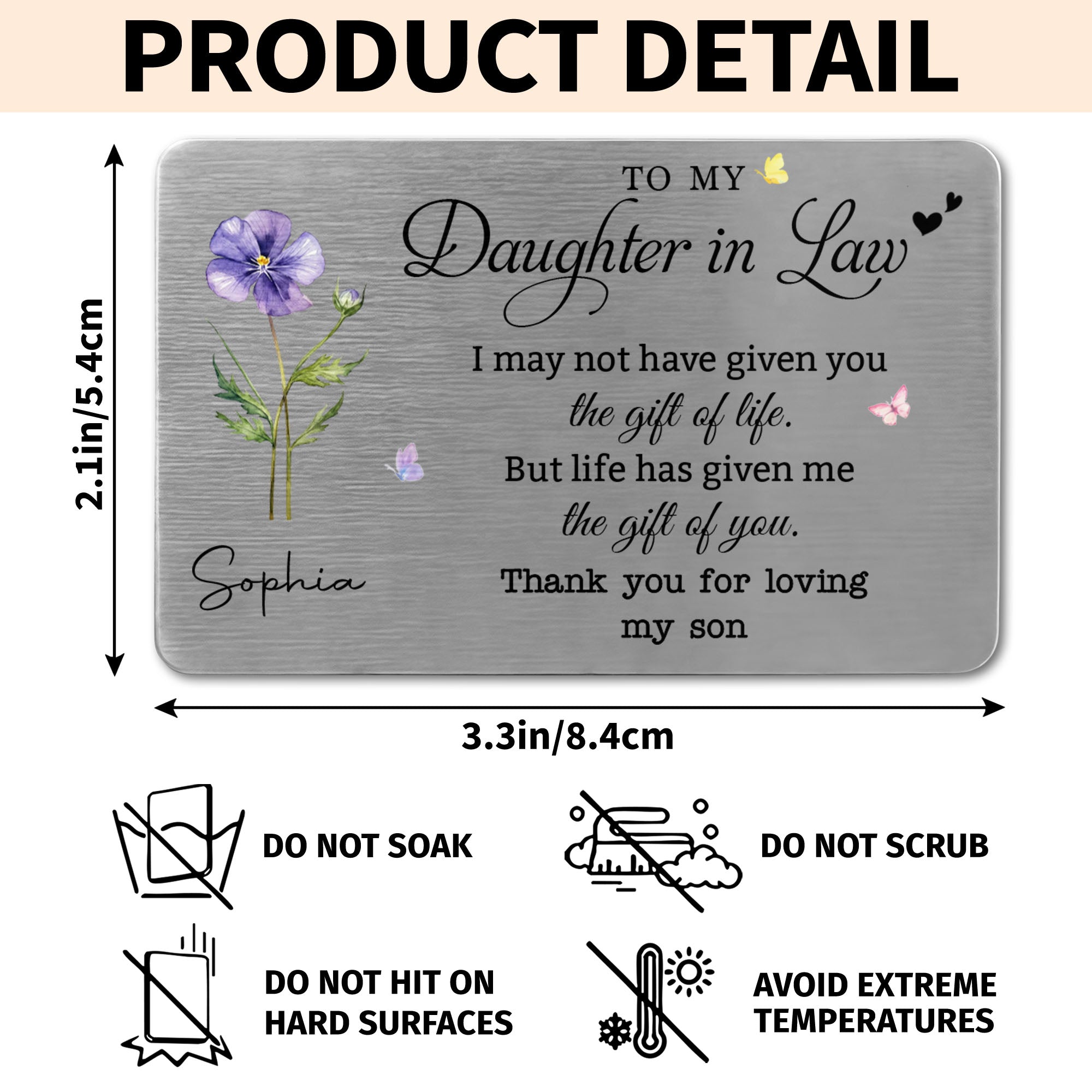 Personalized Aluminum Wallet Card Gift for Daughter-In-Law Wallet Card GradoCreations