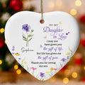 Personalized Heart-Shaped Ceramic Ornament Custom Birth Month Flowers Gift for Daughter-in-Law Ceramic Ornament GradoCreations