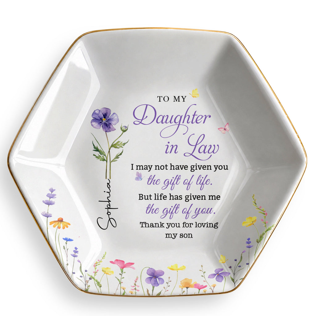Personalized Hexagonal Ceramic Jewelry Dish for Daughter-in-Law Gift Jewelry Dish GradoCreations