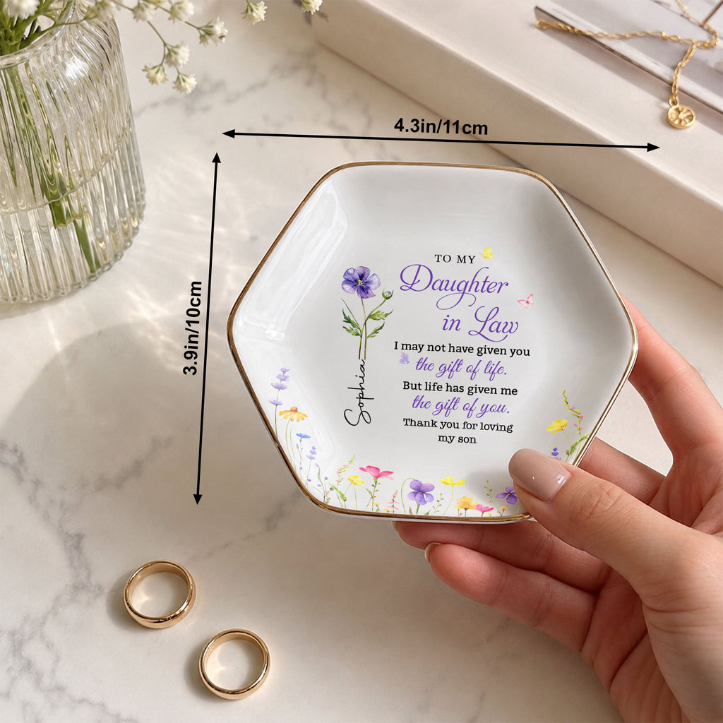 Personalized Hexagonal Ceramic Jewelry Dish for Daughter-in-Law Gift Jewelry Dish GradoCreations