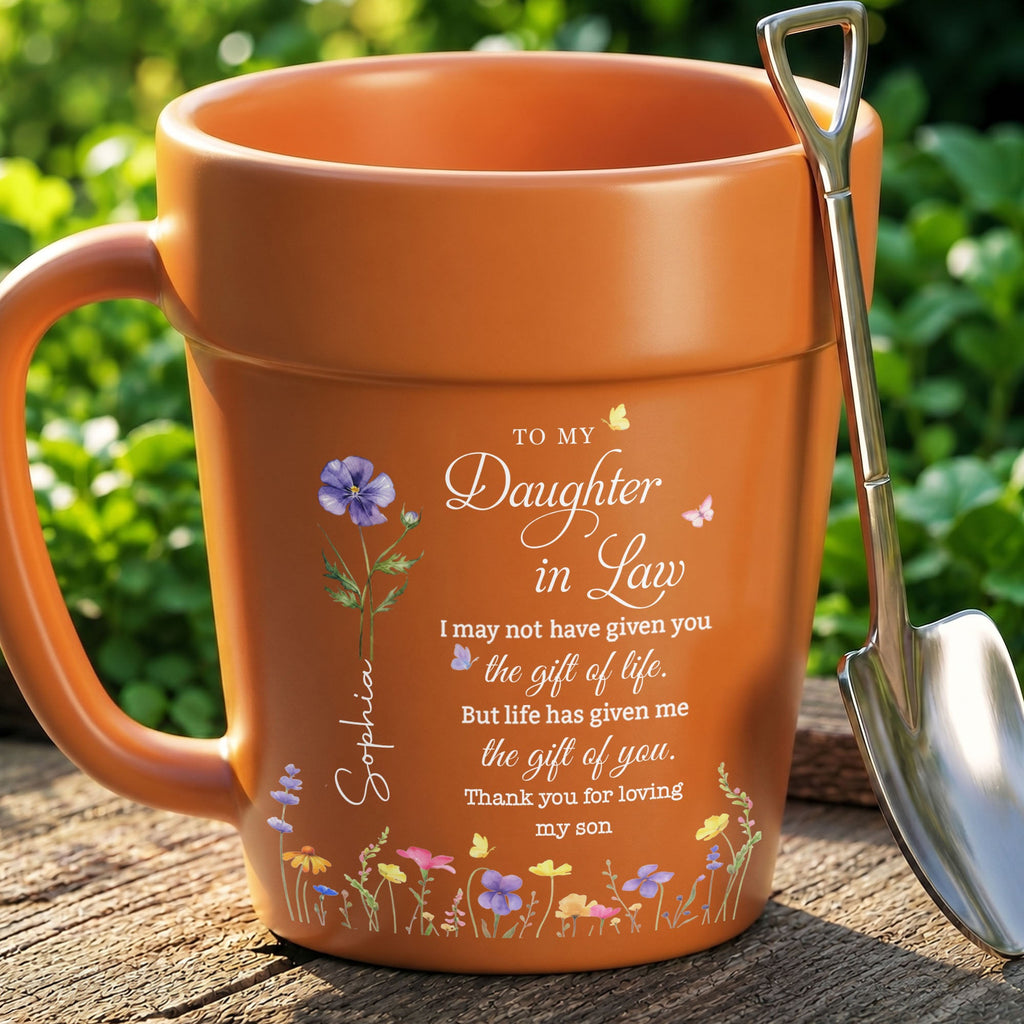Personalized Plant Pot Ceramic Mug Custom Gift for Daughter-in-Law Plant Pot Ceramic Mug GradoCreations