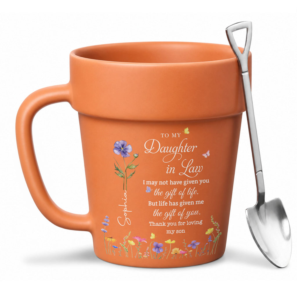 Personalized Plant Pot Ceramic Mug Custom Gift for Daughter-in-Law Plant Pot Ceramic Mug GradoCreations