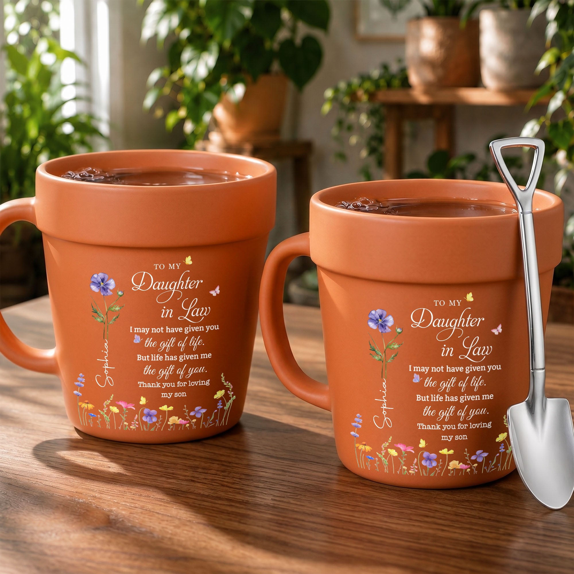 Personalized Plant Pot Ceramic Mug Custom Gift for Daughter-in-Law Plant Pot Ceramic Mug GradoCreations
